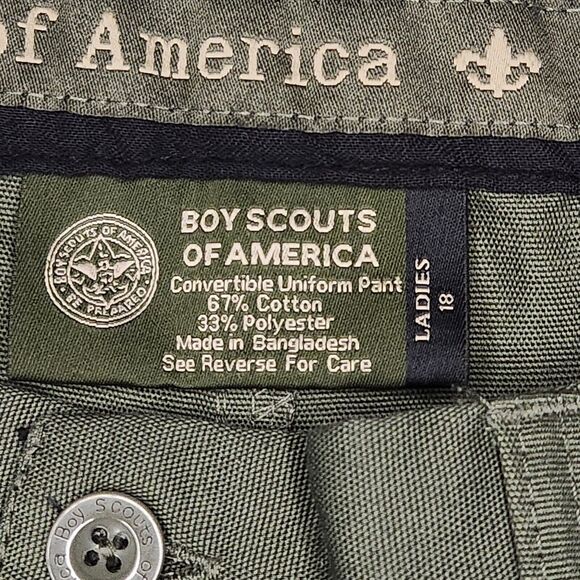 Boy Scouts of America Womens 18 Centennial Canvas Zip Off Uniform Pants Green - Picture 12 of 16